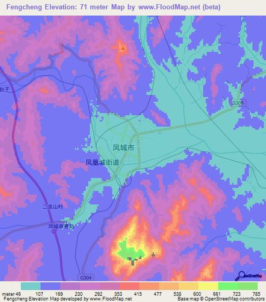 Elevation Of Fengcheng,China Elevation Map, Topography, Contour, Fengcheng, China, Fengcheng, China