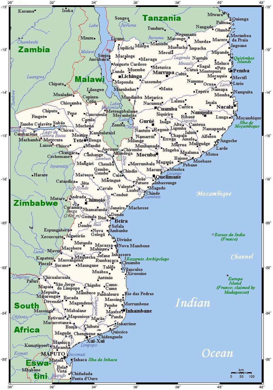 Geography Of Mozambique – Wikipedia, Catandica, Mozambique, Mozambique On A World, Physical  Of Mozambique