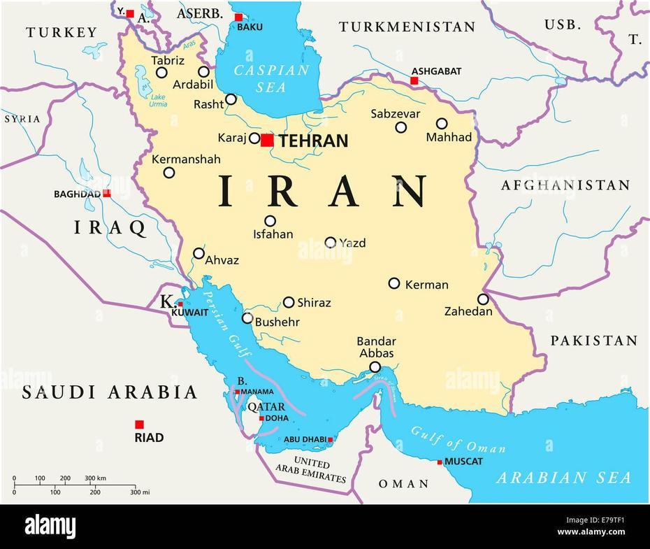 Iran Political Map With Capital Tehran, National Borders, Most …, Tehran, Iran, Esfahan Iran, Mashhad Iran