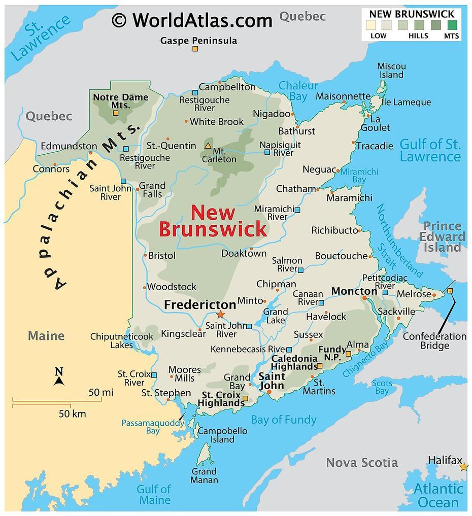 New Brunswick Maps & Facts – World Atlas, Brunswick, United States, United States  With Major Cities, United States  Names