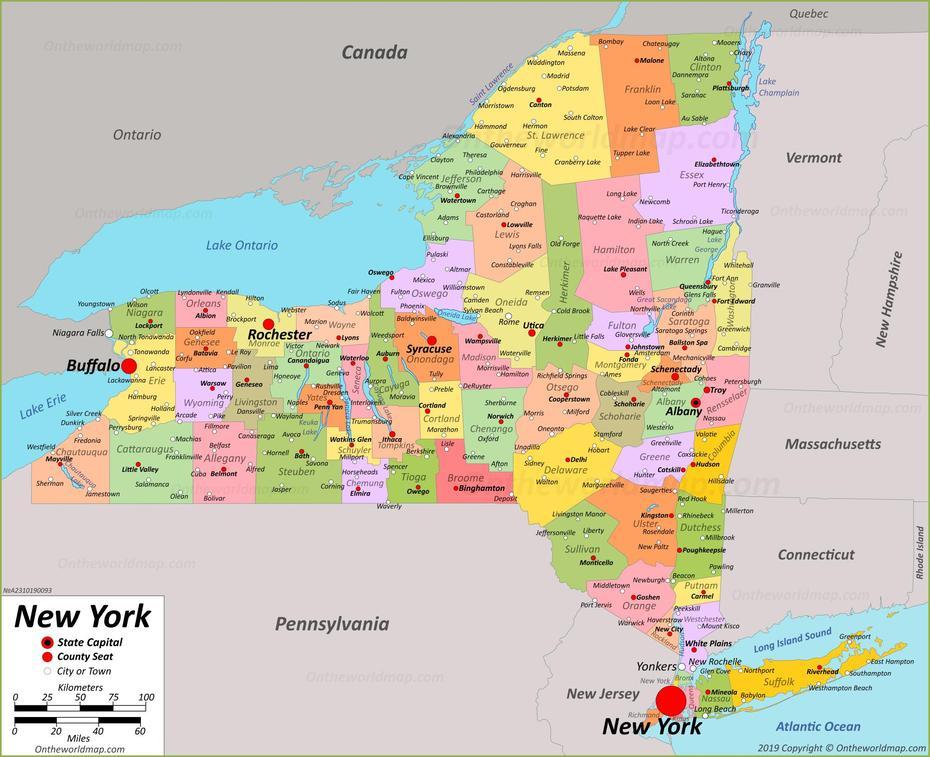 New York State Map | Usa | Maps Of New York (Ny), New York, United States, United States  With Hawaii, Vintage New York