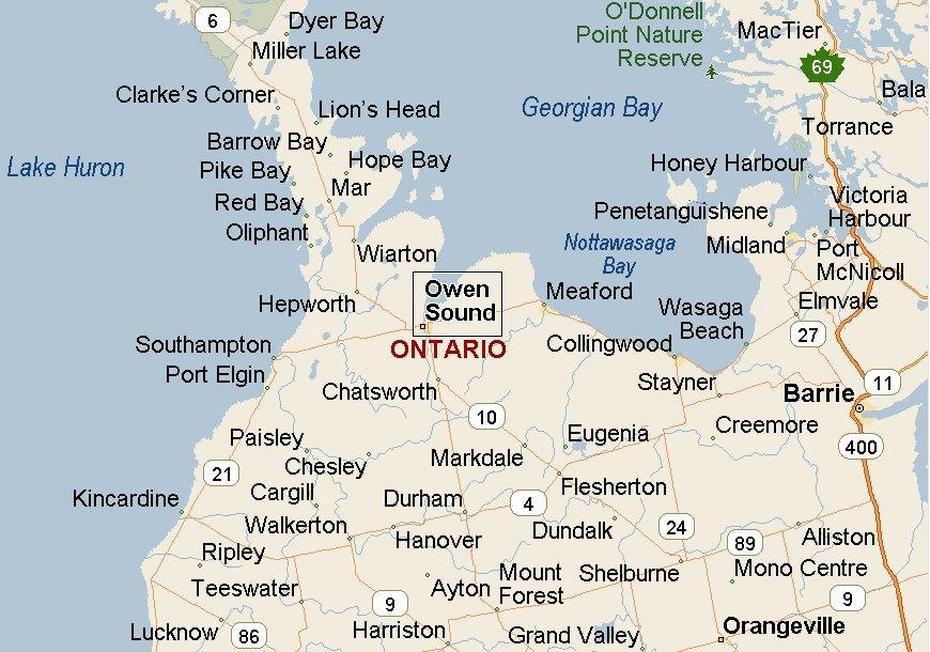 Owen Sound, Ontario Area Map & More, Owen Sound, Canada, Owen Sound Waterfalls, Inglis Falls Owen Sound