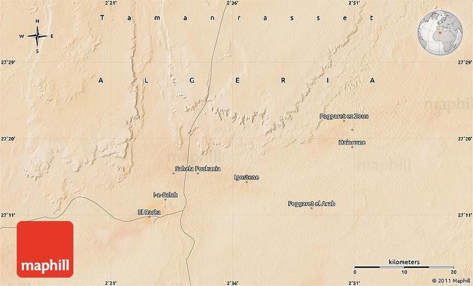 Satellite Map Of I-N-Salah, I-N-Salah, Algeria, Algeria Desert, Salah Footballer