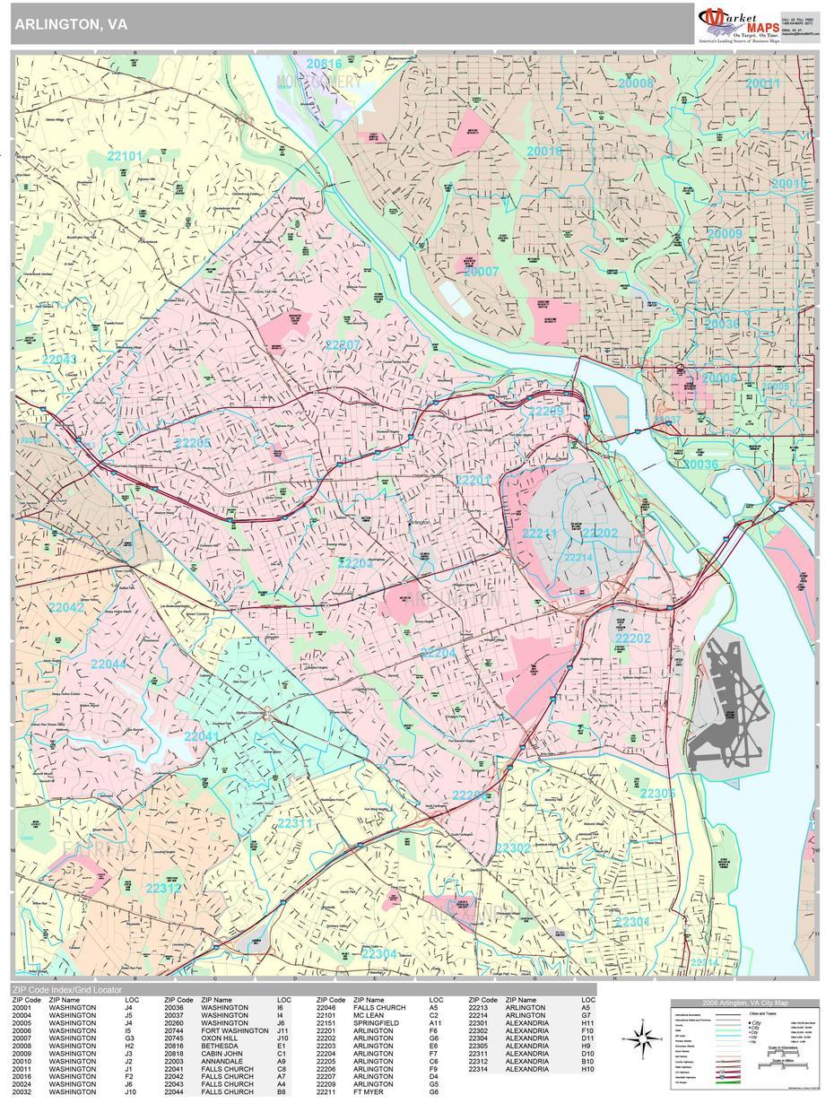 Arlington Virginia Wall Map (Premium Style) By Marketmaps, Arlington, United States, Arlington, United States