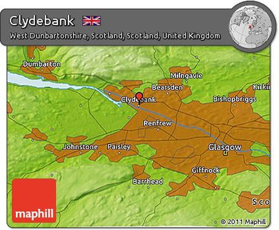 Free Physical 3D Map Of Clydebank, Clydebank, United Kingdom, Uk Postcode, North Yorkshire Moors