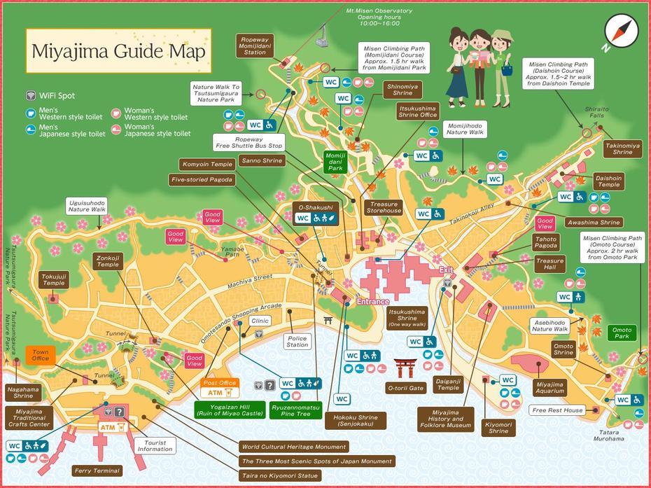 Guide Map | Miyajima Guide Map | Miyajima Tourist Association, Miyajima, Japan, Miyajima Island Deer, Hiroshima Japan