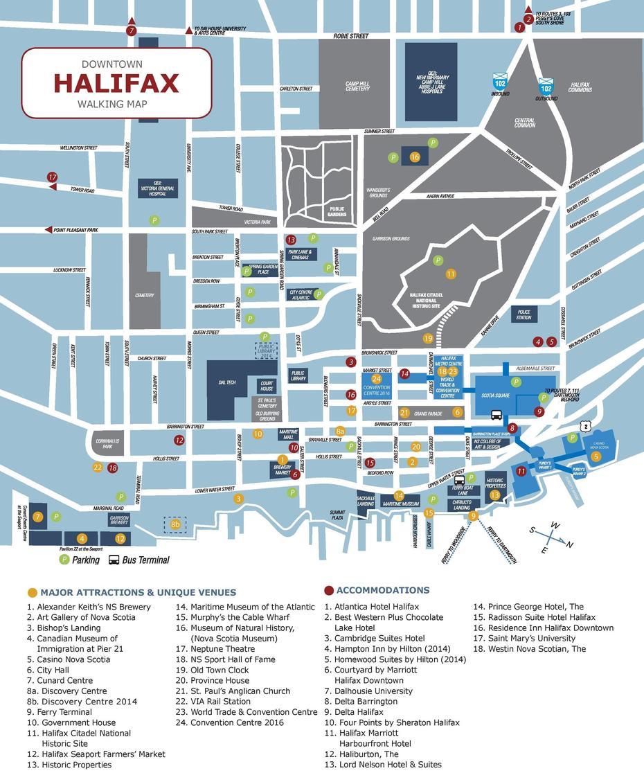 Halifax Hotels And Sightseeings Map, Halifax, Canada, Halifax Street, Downtown Halifax