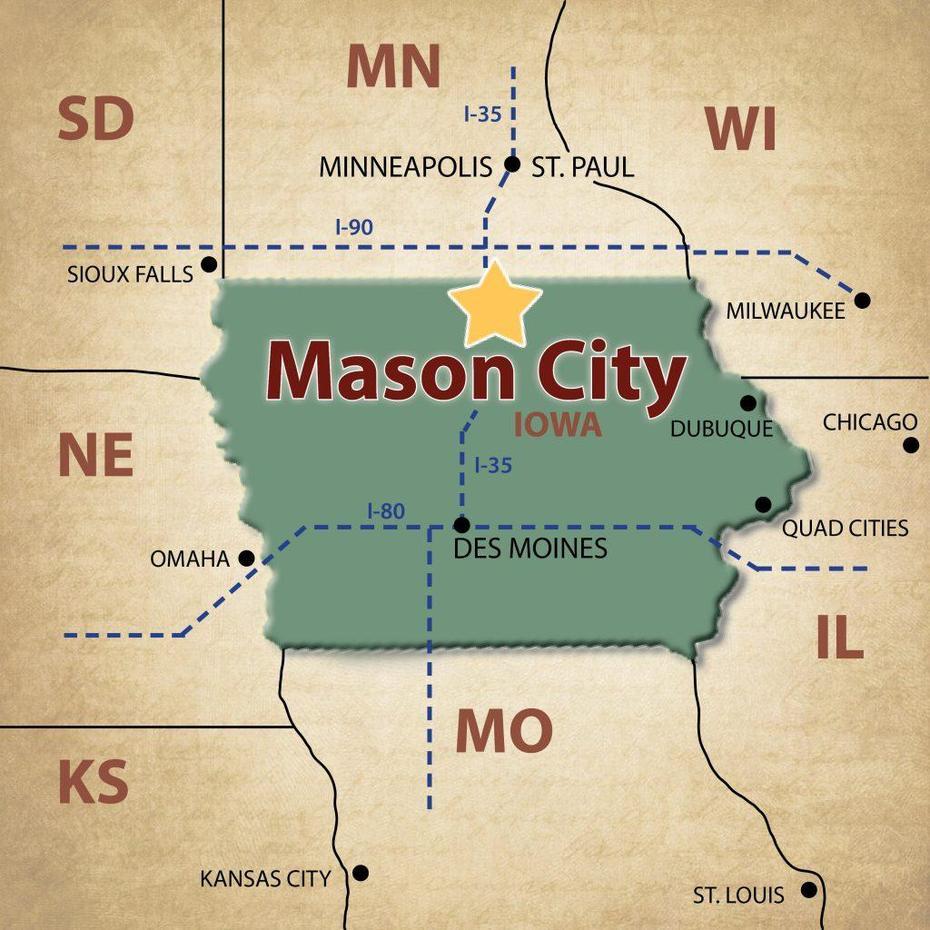 Major United States Road, United States  With Countries, Continental, Mason City, United States