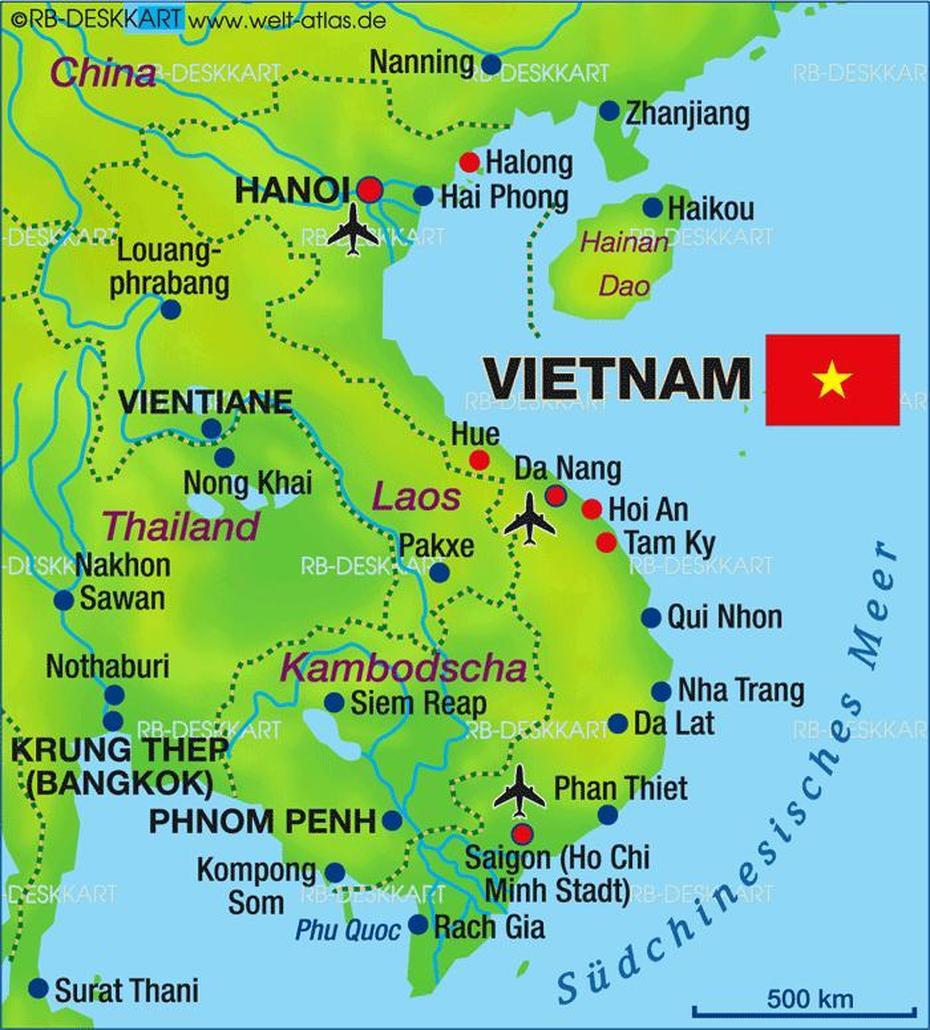 Map Of Vietnam (Country) | Welt-Atlas.De, Thủ Đức, Vietnam, Tourist, Ancient Japan