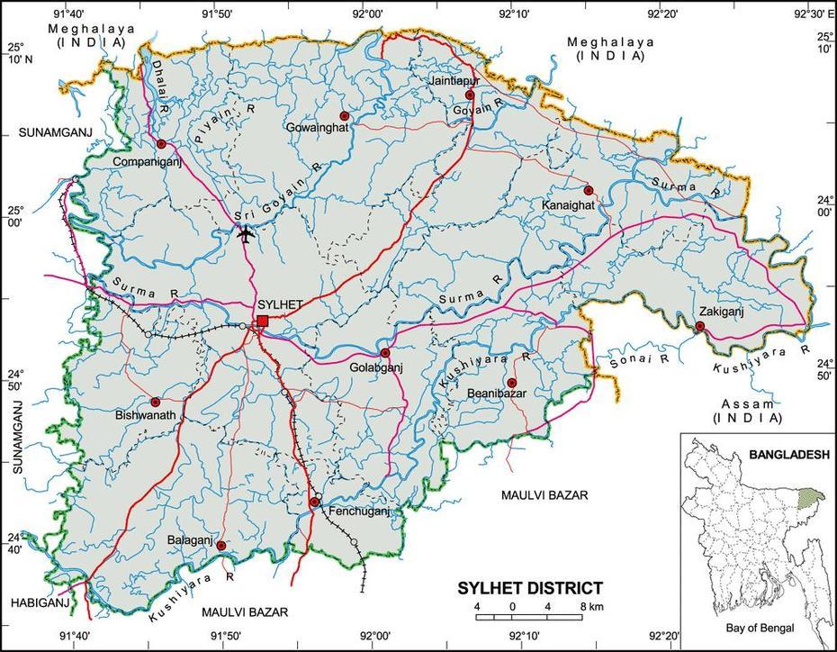 Maps Of Bangladesh: Political Map Of Sylhet District, Sylhet, Bangladesh, Of Sylhet, Sylhet District