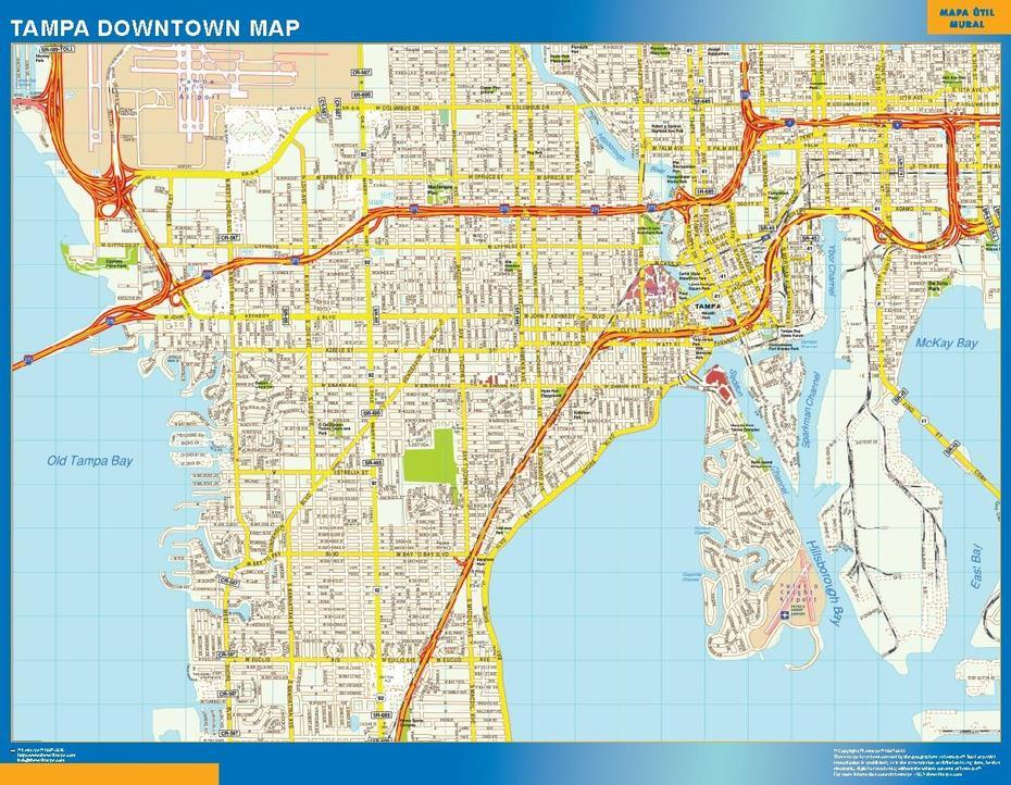 Tampa Downtown Biggest Wall Map | Largest Wall Maps Of The World., Tampa, United States, United States Downtown, Tampa Miami