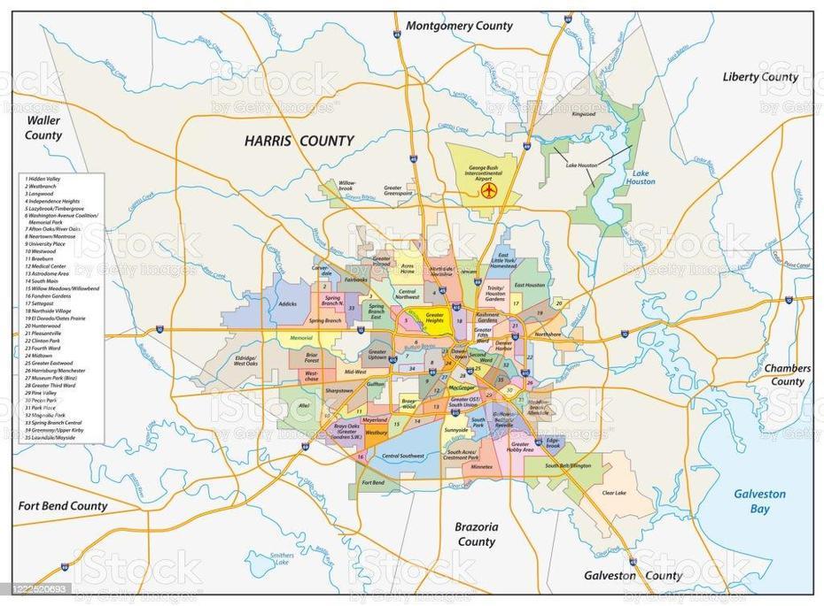 Vector Neighborhood Map Of The Texas City Of Houston United States …, Houston, United States, Of Houston Texas Area, Texas City  State