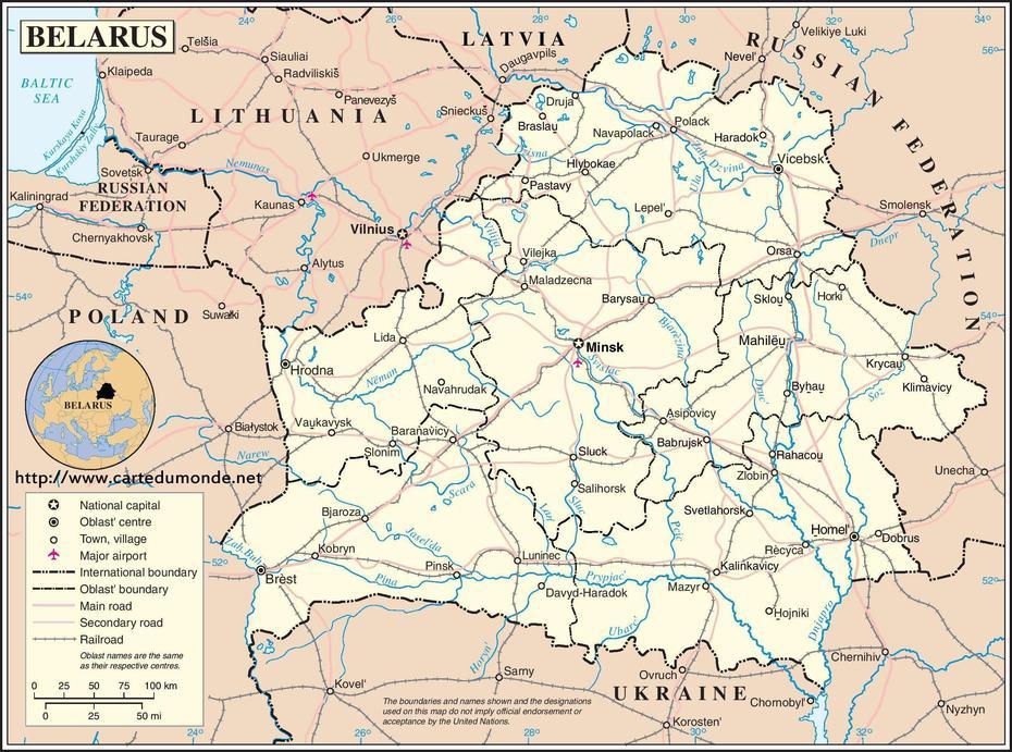 Detailed  Of Belarus, Belarus Europe, World Atlas, Byaroza, Belarus