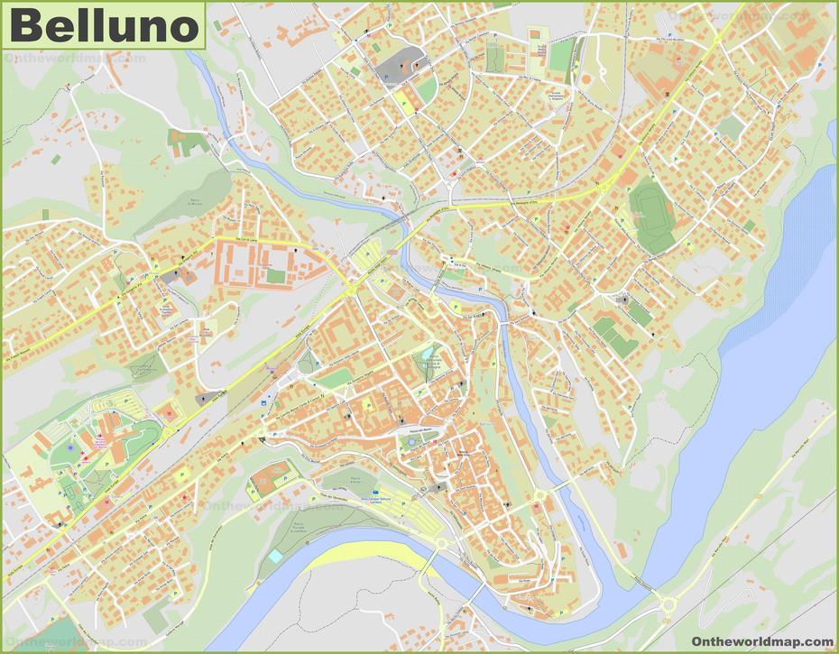 Detailed Map Of Belluno, Belluno, Italy, Cortina Italy, Lago Maggiore Italy