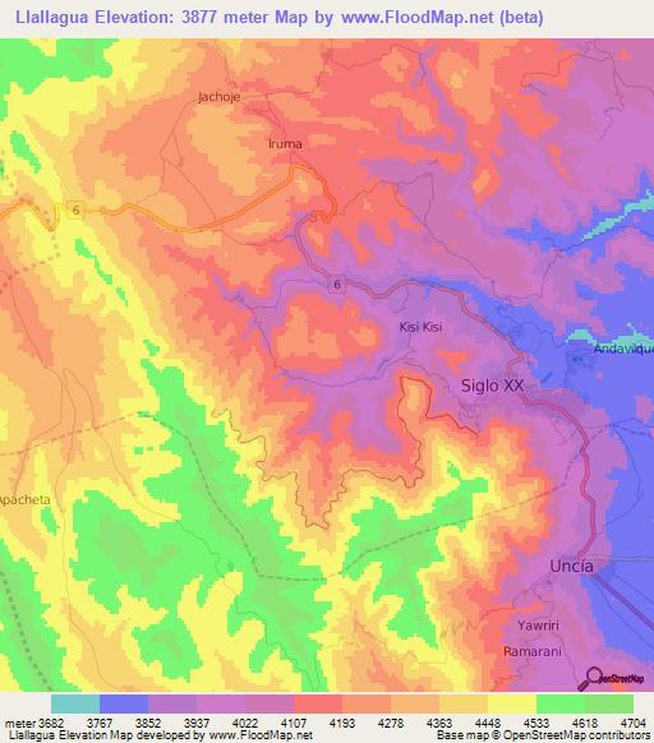 Elevation Of Llallagua,Bolivia Elevation Map, Topography, Contour, Llallagua, Bolivia, Paravauxite, Tinku De Llallagua