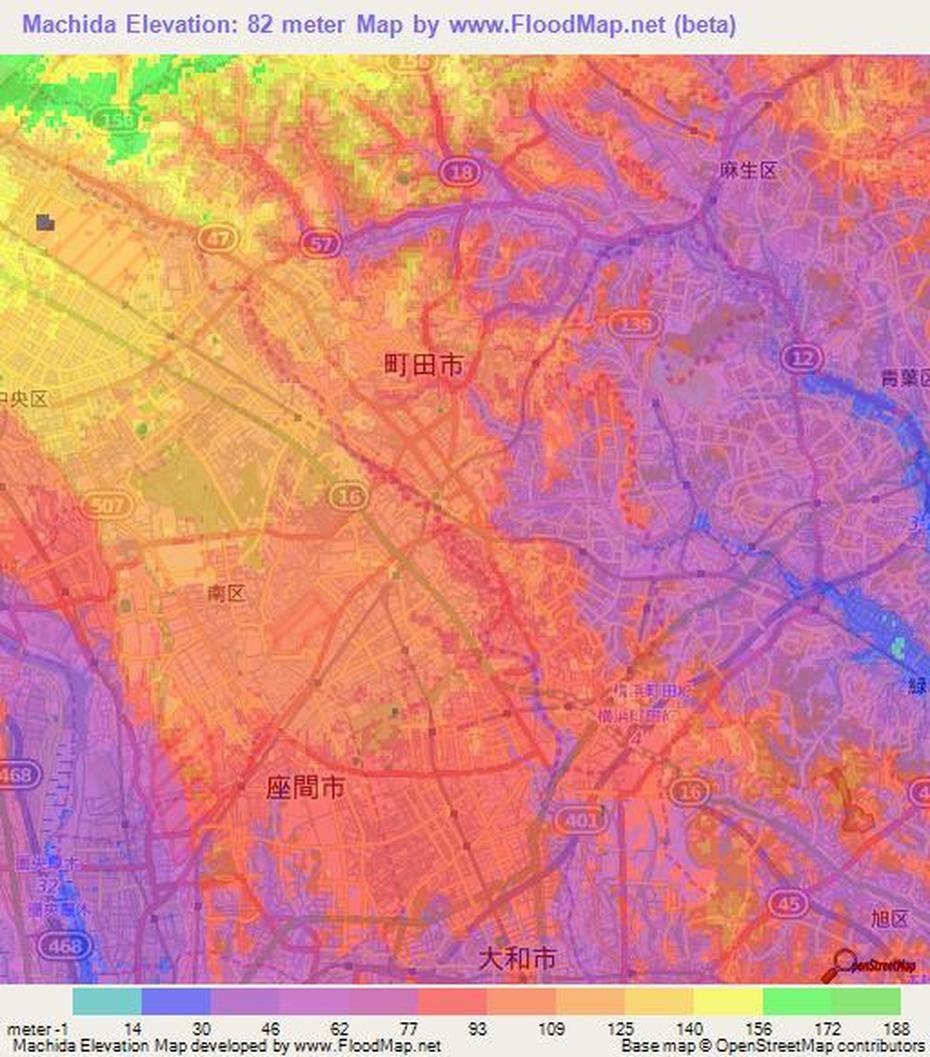 Elevation Of Machida,Japan Elevation Map, Topography, Contour, Machida, Japan, Japanese Street Scene, Ma Machida