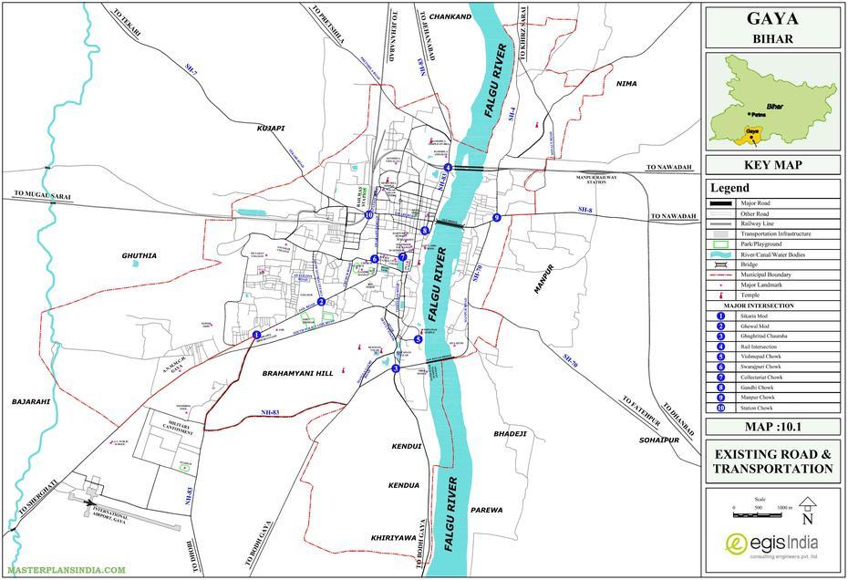 Existing Roads And Transportation Map Gaya, Bihar – Master Plans India, Gaya, India, Gaya River, Patna Bihar