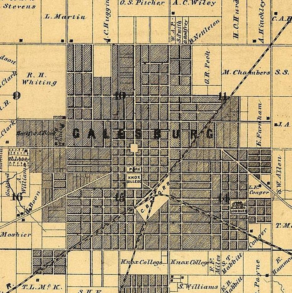 Galesburg, Illinois, 1861, City Map | House Divided, Galesburg, United States, Princeville Illinois, Galesburg Nd