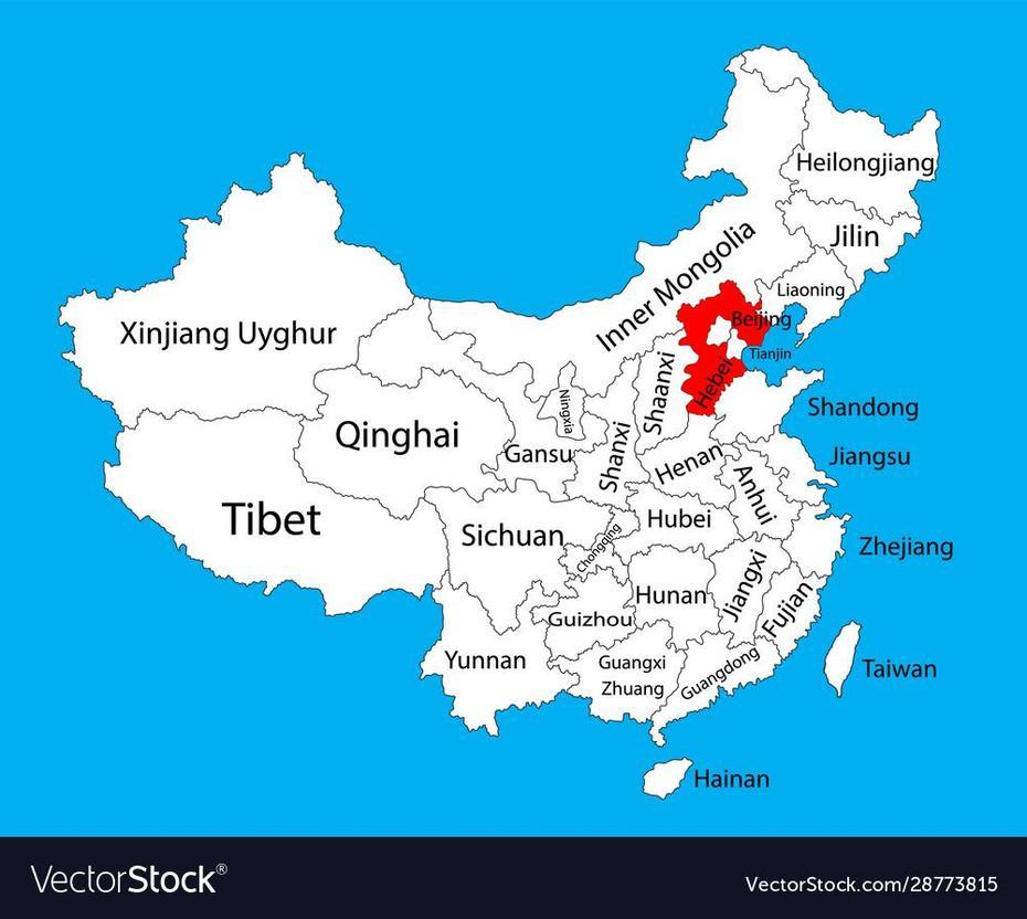 Hebei Province Map China Map Royalty Free Vector Image, Hebi, China, Jilin China, Ningxia China