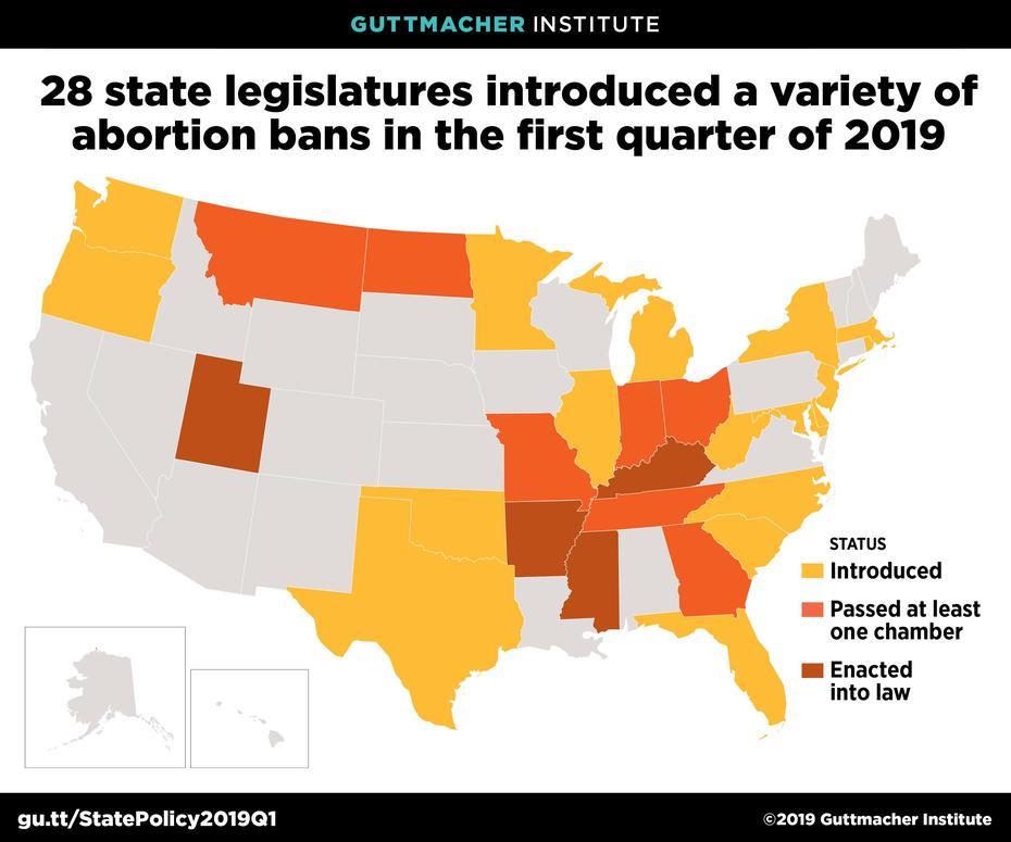 This Map Shows Abortion Bans By U.S. State In 2019, Banning, United States, Banning State Park, Beaumont Ca