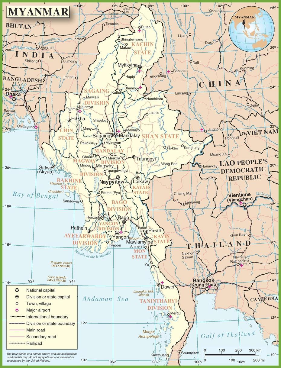 Myanmar-Burma Maps | Printable Maps Of Myanmar-Burma For Download, Nyaungdon, Myanmar, Nyaungdon  In Myanmar, Myanmar Topography