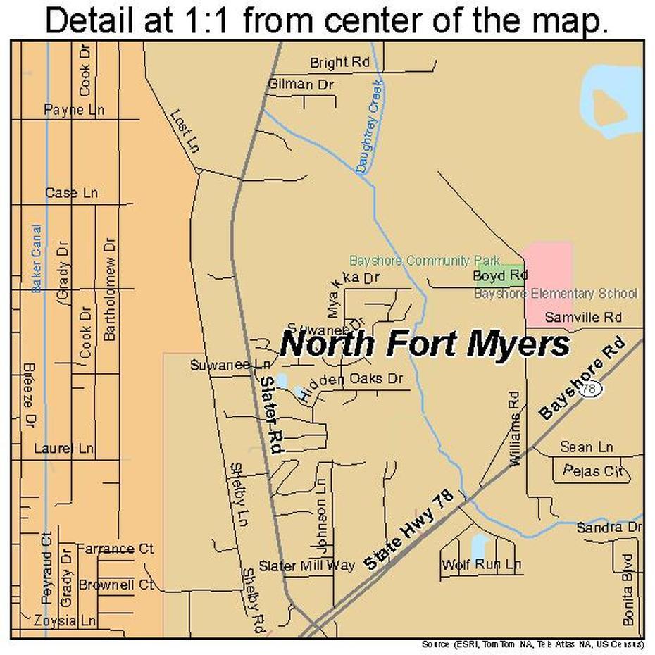 North Fort Myers Florida Street Map 1249350, North Fort Myers, United States, Detailed Florida State, North Fort Myers Fl