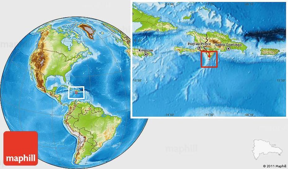 Physical Location Map Of Pedernales, Pedernales, Dominican Republic, Cabo Rojo Dominican Republic, Bahia De Las Aguilas Dominican Republic