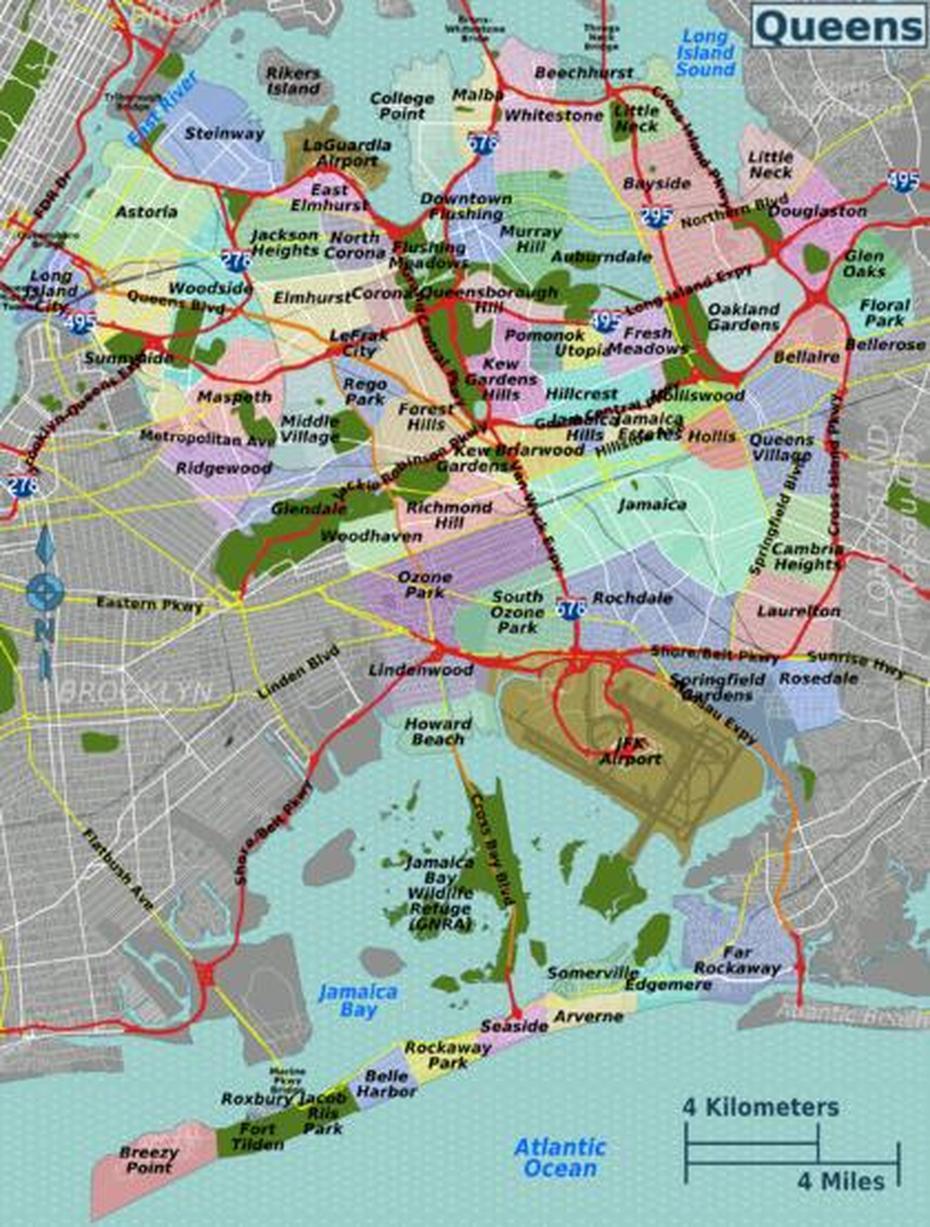 Queens Neighborhoods Map.Png, Queens, United States, Ss United States, Queen Noor Of Jordan Wedding
