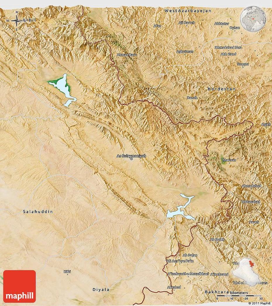 Satellite 3D Map Of Sulaymaniyah, As Sulaymānīyah, Iraq, Printable  Iraq, Sulaimani Iraq