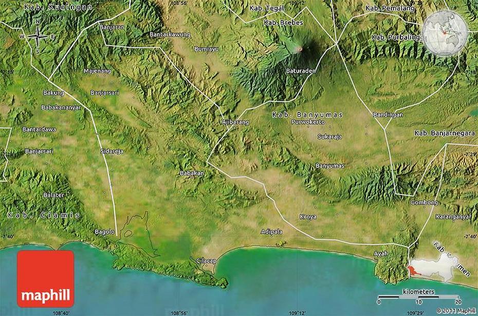 Satellite Map Of Kab. Cilacap, Cilacap, Indonesia, Kabupaten Cilacap, Java On World