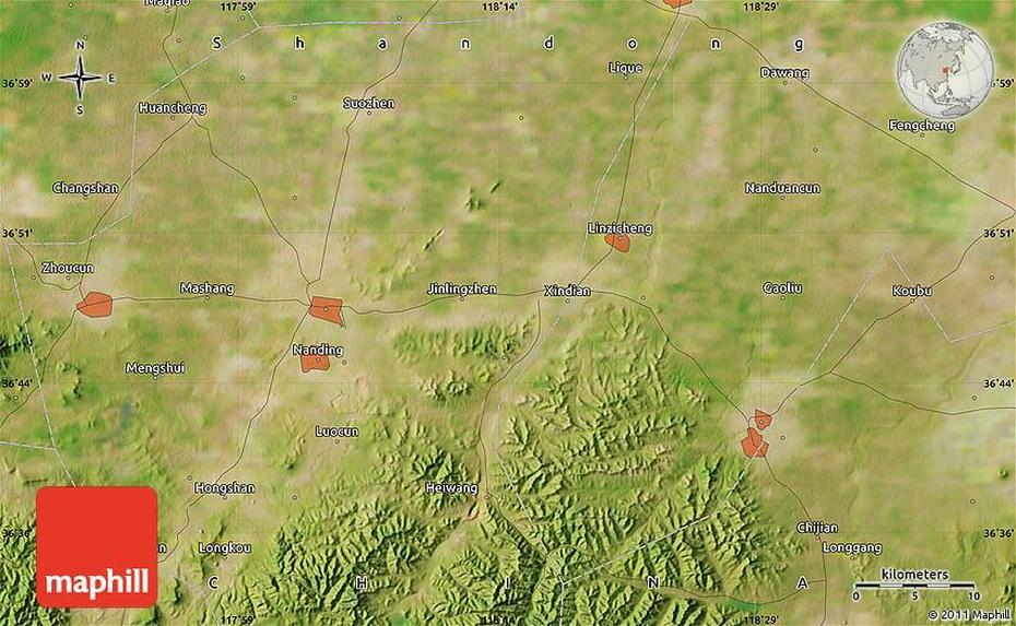 Satellite Map Of Xindian, Xindian, China, Xianyang  Palace, Shaanxi Province