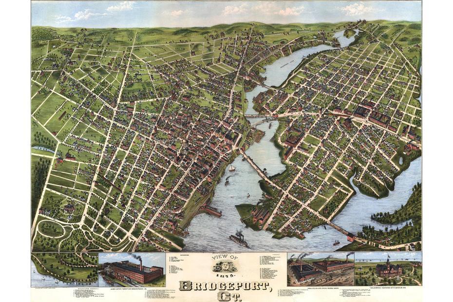 United States  With City, United States Country, Antique Birdseye, Bridgeport, United States