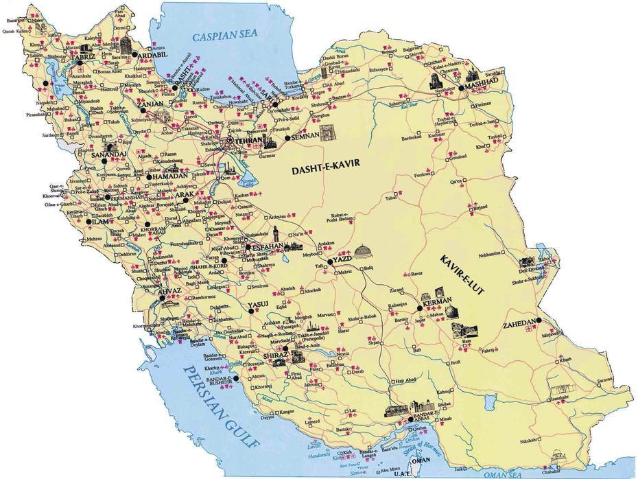 Detailed Tourist Map Of Iran. Iran Detailed Tourist Map | Vidiani …, Zāhedān, Iran, Tehran Iran, Sistan