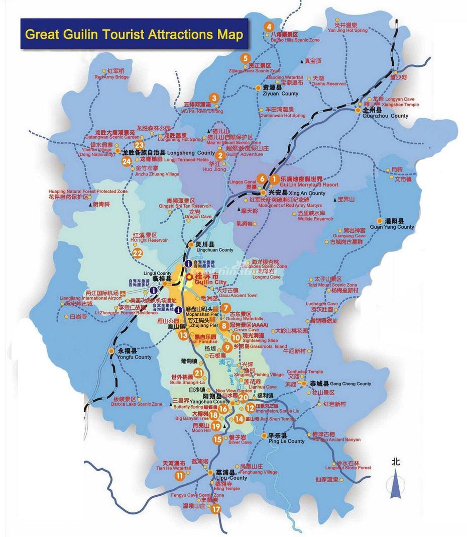 Guilin Tourist Attractions Map – Maps Of Guilin, Guli, China, Guli Danda, Permainan Tradisional Guli