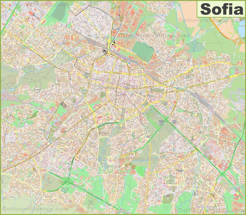 Large Detailed Map Of Sofia, Sofia, Bulgaria, Bulgaria Location, Sofia Bus