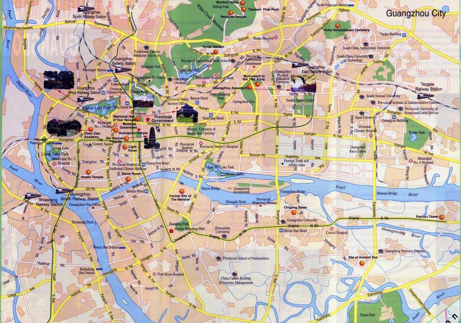 Large Tourist Map Of Guangzhou In English | Vidiani | Maps Of All …, Guangzhou, China, Huizhou China, Guangdong China