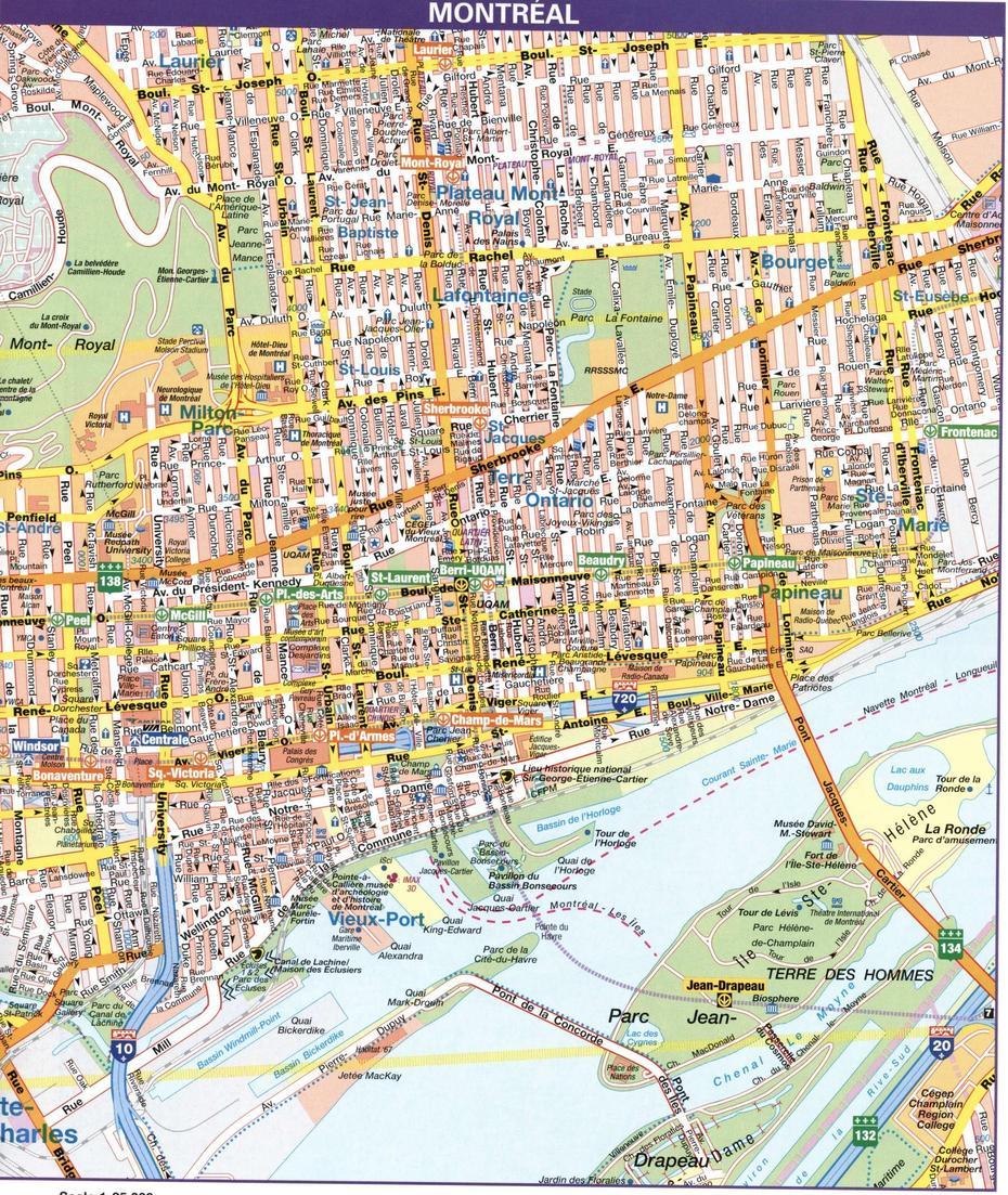 Map Downtown Montreal, Quebec Canada.Montreal City Map With Highways …, Montréal, Canada, Montreal Canada  North America, Quebec City Canada