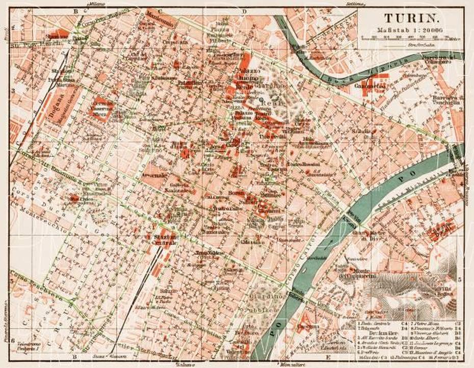 Old Map Of Torino (Turin) Center In 1913. Buy Vintage Map Replica …, Turin, Italy, Turin Metro, Pisa Italy