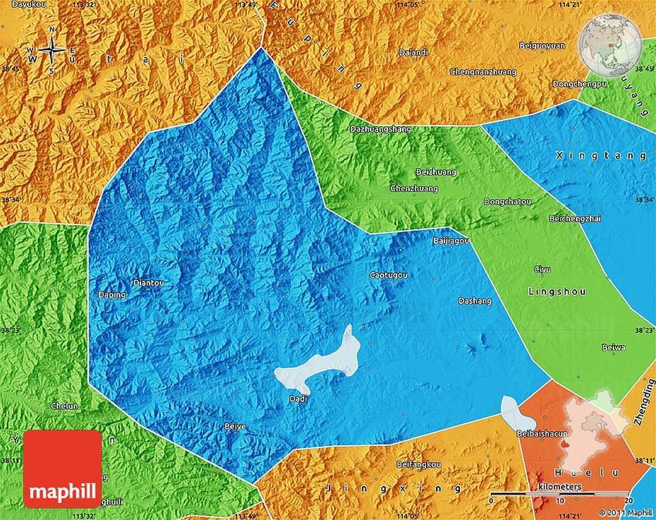 Political Map Of Pingshan, Pingshang, China, South China, China  Graphic