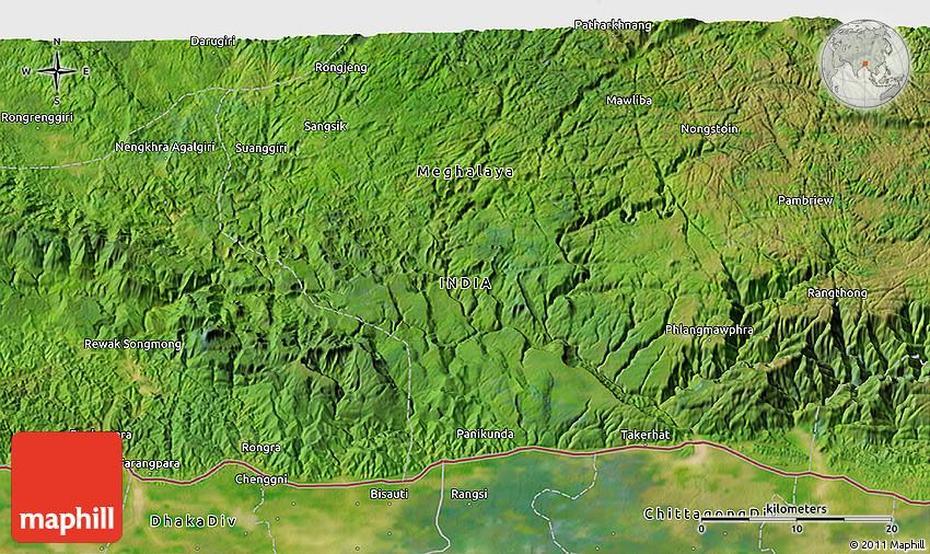 Satellite 3D Map Of Nongstoin, Nongstoin, India, Shillong, Pradesh India