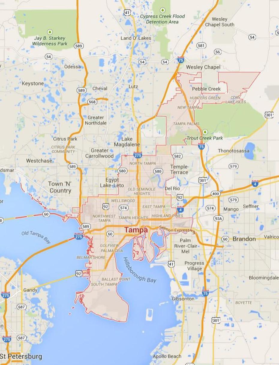 Tampa, Florida Map, Tampa, United States, Tampa Bay Area, Downtown Tampa