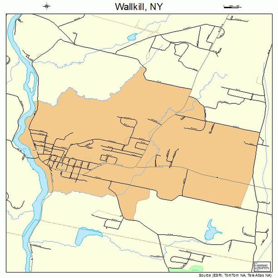 Wallkill New York Street Map 3678003, Wallkill, United States, Hamlet Of Wallkill, Wallkill River