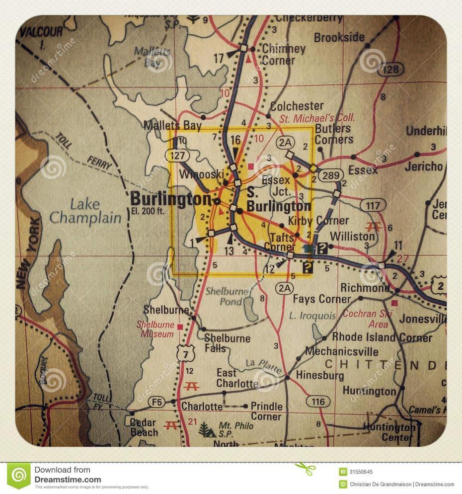 Burlington Map Stock Image. Image Of Antique, Cartography – 31550645, Burlington, United States, Burlington Vermont, United States Vt