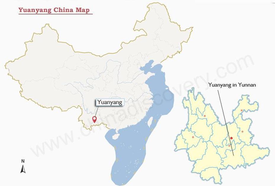 Of China With Cities, China On  Of World, China , Yuanyangzhen, China