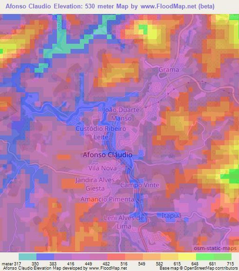Elevation Of Afonso Claudio,Brazil Elevation Map, Topography, Contour, Afonso Cláudio, Brazil, Brazil Cities, Detailed  Of Brazil