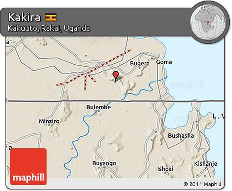 Free Shaded Relief 3D Map Of Kakira, Kakira, Uganda, Jinja Uganda, Kakira Sugar Works