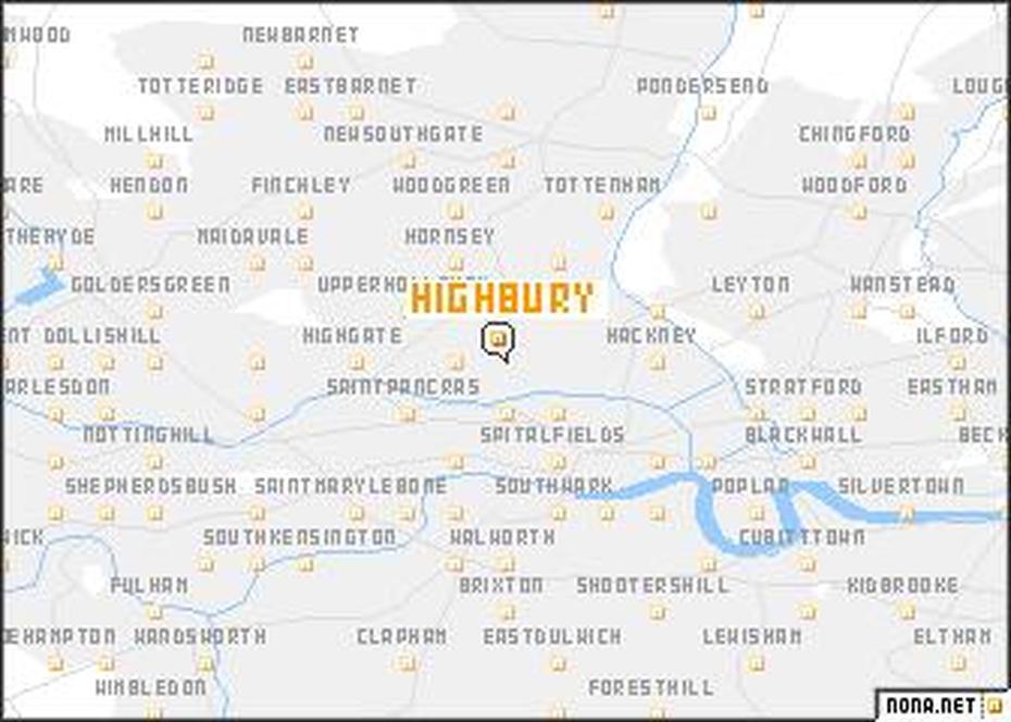 Highbury (United Kingdom) Map – Nona, Highbury, United Kingdom, Abingdon Va, Abingdon  England