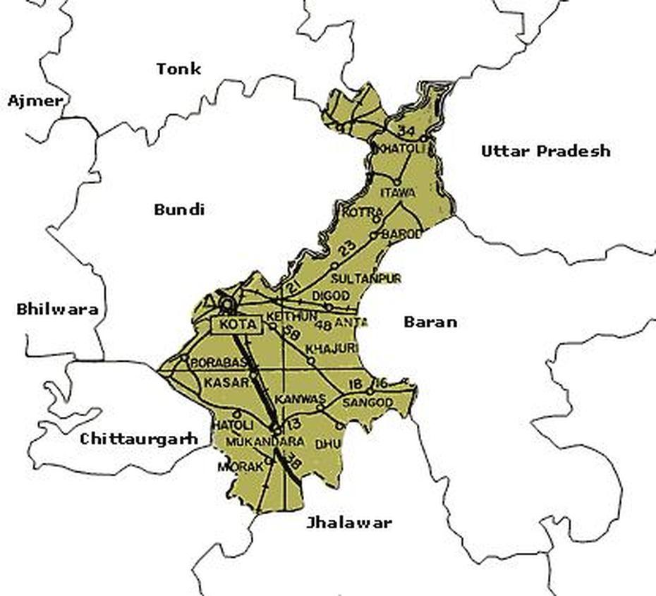 Kota Tourist Travel Road Political Maps Rajasthan, Kota, India, Dehradun India, Kota District