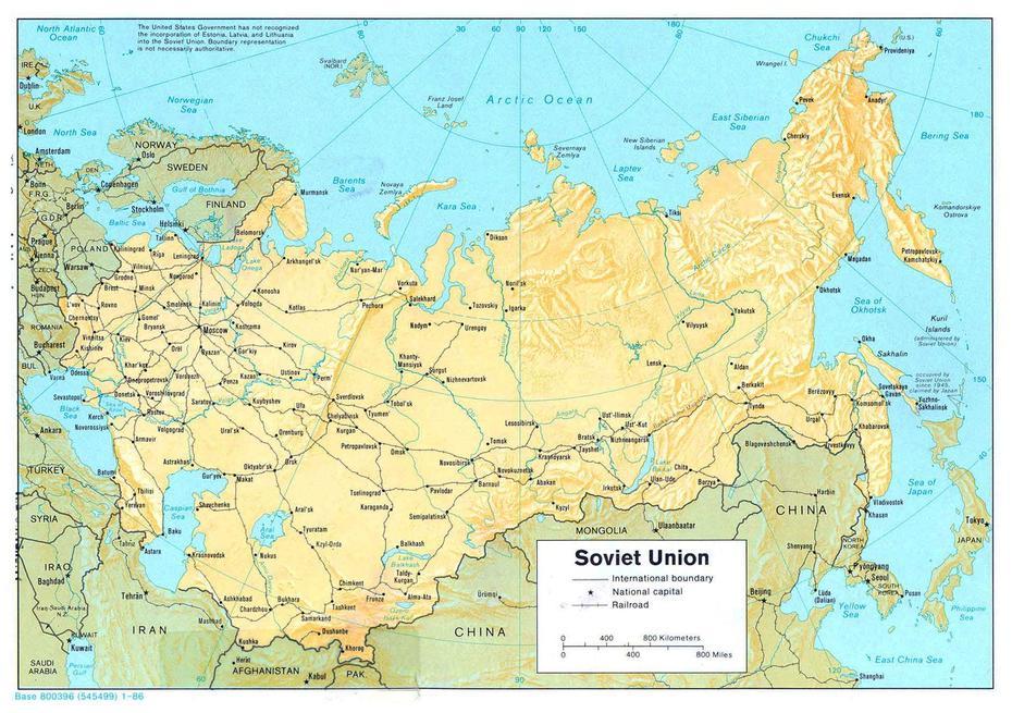 Large Political Map Of Soviet Union With Relief, Railroads And Major …, Desnogorsk, Russia, Russia  With Countries, Western Russia