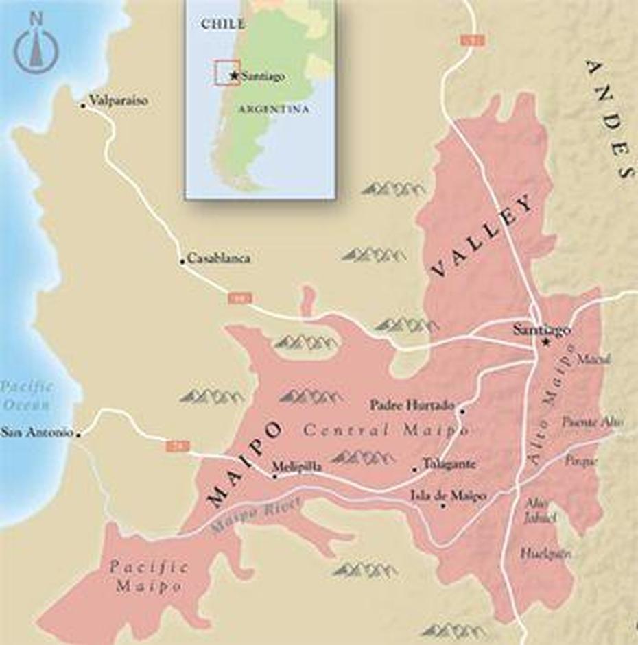 Maipo Valley Map, Chile. | Wine Region Map, Wine Map, Wine Travel, Isla De Maipo, Chile, Maipo Valley, Santiago De Chile
